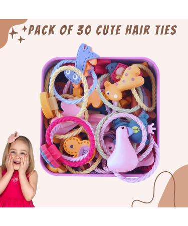 30 Cute Cartoon Animal Hair Ties for Girls in Metal Box - Thin Elastic Bands for Children s Hair Jewelry - Buy Online on SooperMarket.com