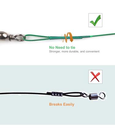 60PCS Fishing Wire Leader with Swivels and Snap - Nylon-Coated Steel Leaders for Tackle - Green (7.5, 11.7, 12.9 Inch) - Buy Online on SooperMarket.com