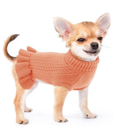 ALAGIRLS Winter Turtleneck Dog Sweater for Medium Dogs Thick Breathable Cat Clothes Warm Dog Dress for Yorkie Shih Tzu Dachshund Chihuahua Bulldog LightOrange M M LightOrange