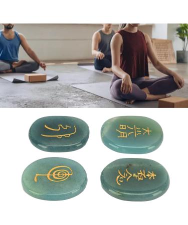 Rune Stones Reiki Oval Witch Set 4Pcs Stones Crafts Hobbies (Green) - Buy Online on SooperMarket.com