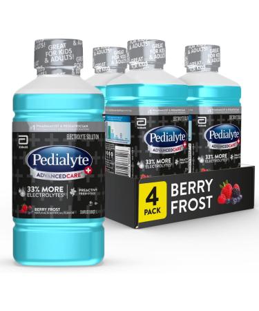 Pedialyte Advancedcare Plus Electrolyte Drink 1 Liter 4 Count with 33% More electrolytes & Has Preactiv Prebiotics Berry Frost - Buy Online on SooperMarket.com