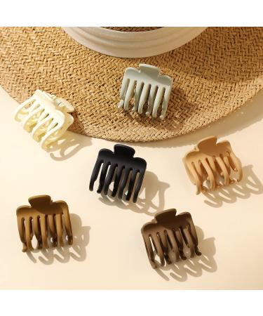 DEEKA 6 Pcs Double Row Teeth Hair Clips - Small Medium Claw Clips for Thin Short Hair - Black Brown Hair Accessories for Women and Girls - Buy Online on SooperMarket.com