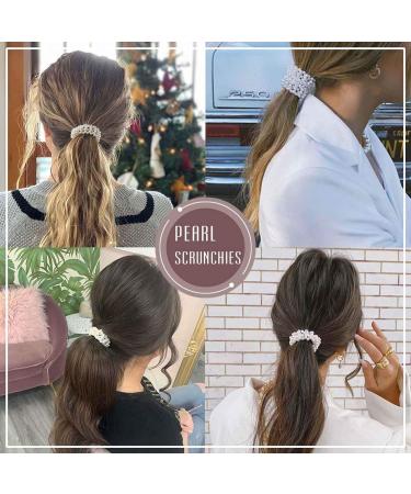 Runmi Hair Ties | 3 Pack Pearl Scrunchies & Beaded Ponytail Holders | Stylish Hair Accessories for Women & Girls - Buy Online on SooperMarket.com