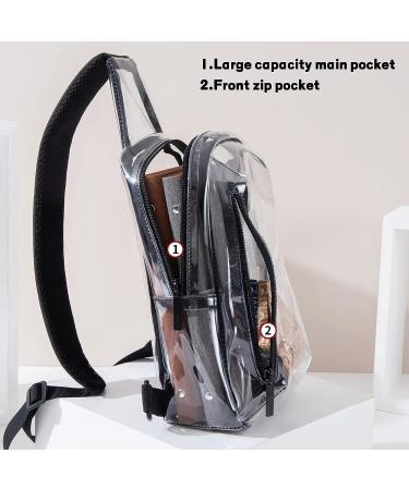 TINYAT Clear Sling Bag with USB Charging | Stadium Approved Transparent Chest Bag for Women Men - Buy Online on SooperMarket.com