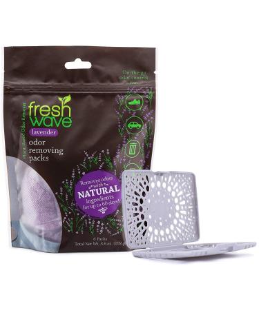 Fresh Wave Lavender Odor Eliminating & Deodorizing Packs | Bag of 6 & Fresh Pod Case | Safer Odor Relief for Small Spaces | Natural Plant-Based Odor Eliminator | Odor Absorbers for Home