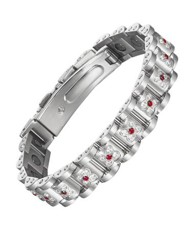 EnerCoppeX Magnetic Bracelets for Women Stainless Steel Bracelet with Effective Healing Magnets Adjustable Jewelry Gift (STB-2475ESDWK)