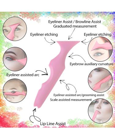 Reusable Silicone Winged Eyeliner Stencils - 5 in 1 Multi-Purpose Makeup Tool for Beginners - Pink - Buy Online on SooperMarket.com