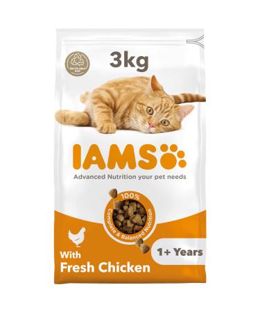 IAMS Complete Dry Cat Food for Adult 1+ Cats with Chicken 3 kg Chicken 3 kg (Pack of 1)