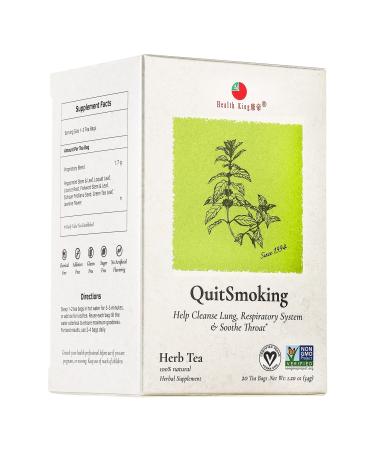 QuitSmoking Herb Tea by Health King - Help Cleanse Lung & Soothe Throat - (1 pack 20 tea bags with Peppermint Stem & Leaf Loquat Leaf Licorice Root Fishwort Stem & Leaf Sichuan Fritillaria Seed Green Tea Jasmine Flower)