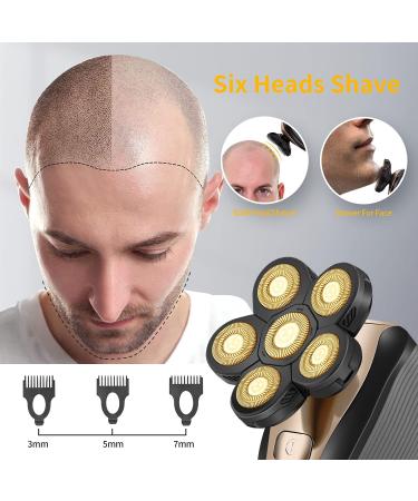 Shop Upgraded 5-in-1 Head Shaver for Men | Cordless Electric Razor & Grooming Kit - Waterproof Gold - Buy Online on SooperMarket.com