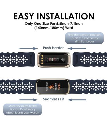 3 Pack Slim Lace Sport Bands for Fitbit Luxe - Soft Silicone Hollow-Out Replacement Wristbands for Women - Breathable and Stylish - Fits 5.6-7.1 Wrists - E-BlackDeep BlueGreen - Buy Online on SooperMarket.com