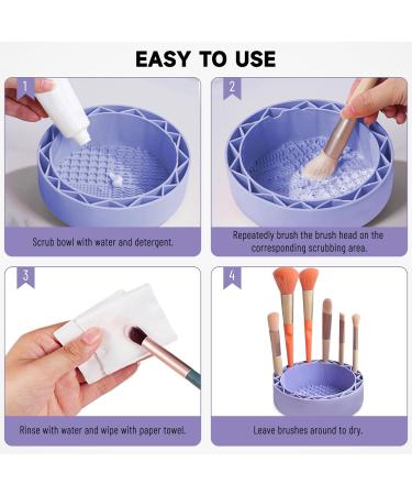LELE LIFE Makeup Brush Cleaner Mat with Drying Rack Silicone Makeup Brush Cleaning Mat Scrubber Bowl Make Up Brush Cleaner Pad for Cosmetic Brushes Purple - Buy Online on SooperMarket.com