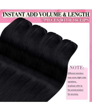 Youngsee Real Hair Clip In Extensions - 35cm Black 120g Remy Human Hair 7PCS - Buy Online on SooperMarket.com