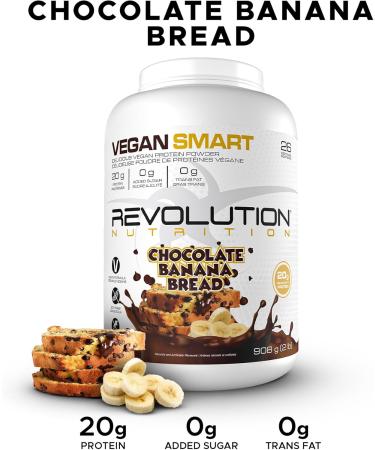 Revolution Nutrition Vegan Smart Vegan Protein Powder Dairy Free Plant Based Sugar Free Soy Free BCAAs Keto Friendly For Men & Women 20g Of Protein Per Scoop 908g 26 Servings (Chocolate Banana Bread 2 Pound) Chocolate Banana Bread 2 Pound - Buy Online on SooperMarket.com