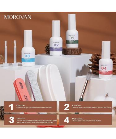 Morovan Dip Powder Nail Kit Starter - 8 Colors Brown Dipping Kit for Salon-Worthy Nails at Home - Buy Online on SooperMarket.com