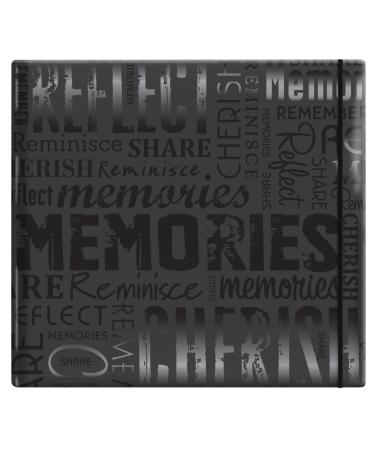 MCS MBI 13.5x12.5 Inch Embossed Gloss Expressions Scrapbook Album with 12x12 Inch Pages  Black  Embossed Memories (848121)
