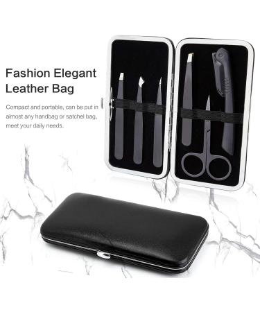 6 Piece Tweezers Set Eyebrow Tweezers Scissors Set with Stainless Steel Point Slant Flat Tip Tweezers and Eyebrow Razor and Scissors for Eyebrows Plucking Facial Body / Ingrown Hair Removal-Packed in Leather Case - Buy Online on SooperMarket.com