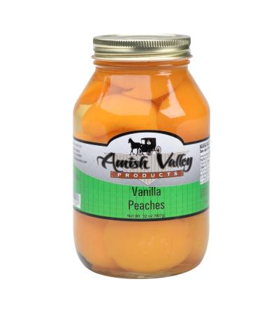 Amish Valley Products Old Fashioned VANILLA Peaches Halves Canned Jarred Peach in 32 oz Glass Jar