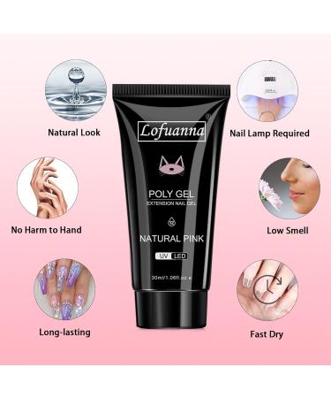Poly Gel Nail Kit 30ML Professional Extension Builder Set - Natural Pink | Basic Nail Kit for Women - Ideal Gift - Buy Online on SooperMarket.com