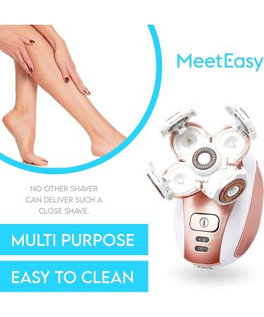 Meeteasy Electric Leg Shaver for Women - Rechargeable Painless Lady Razor - Cordless Bikini Trimmer in Gold - Buy Online on SooperMarket.com