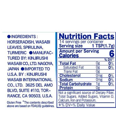 Kinjirushi Wasabi Powder 0.88 oz (25g) - Gluten Free, Vegan, No Artificial Ingredients - Spicy Flavor - 0.88 Ounce (Pack of 1) - Buy Online on SooperMarket.com