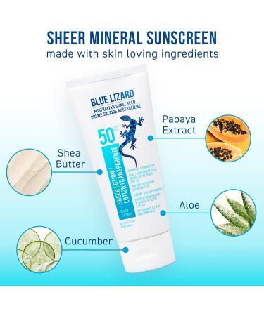 BLUE LIZARD Sheer Mineral Sunscreen SPF 50 Duo Pack for Face & Body Non-Greasy Sunscreen Lotion 2 Count 89ml Tube 48g Tube - Buy Online on SooperMarket.com