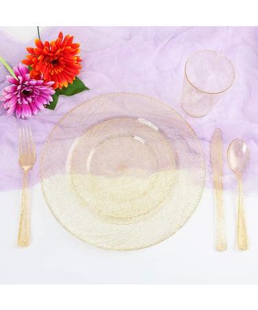 Glitter Plastic Cups Clear Plastic Cups Tumblers Gold Glitter Cups Disposable Wedding Cups Elegant Party Cups Recyclable and BPA-Free (12 OZ) 340 g (Pack of 50) - Buy Online on SooperMarket.com