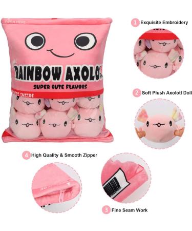 HXPLN Cute Snack Pillow Axolotl Plush with Salamander Doll - Pink Axolotl Stuffed Animal Toy for Kids - Creative Birthday Gift - Buy Online on SooperMarket.com