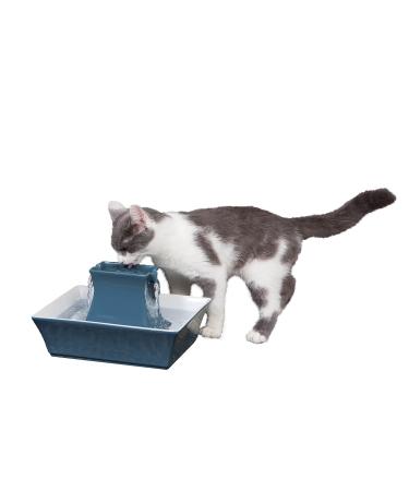 PetSafe Drinkwell Pagoda Cat and Dog Drinking Fountain, 70 oz Capacity Automatic Water Dispenser for Pets, Durable Easy to Clean Ceramic Material, Dual Free Falling Streams, Filters Included Himalayan Blue Fountain