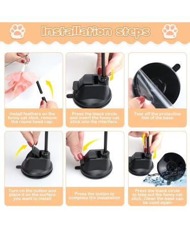 Hysagtek Cat Feather Toys Set - Interactive Kitten Toys Kit with 6 Feather Refills, 2 Retractable Teaser Wands, and Super Suction Cup Base - 9Pcs - Buy Online on SooperMarket.com