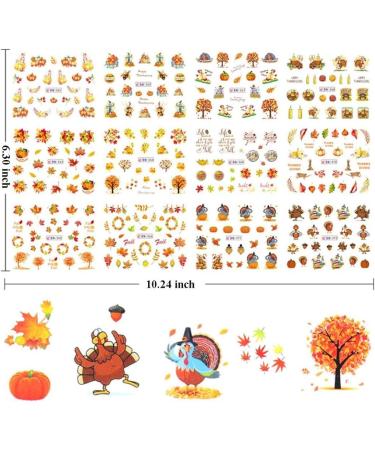 Fall Nail Stickers Autumn Maple Leaves Pumpkin Turkey Nail Art Stickers Thanksgiving Themed Water Transfer Nail Decorations 12 Sheets/setnail Art Supplies Thanksgiving Nail Stickers Fall Nail - Buy Online on SooperMarket.com