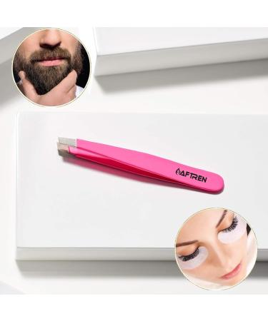 Wide Grip Slant Tweezers - German Stainless Steel - Hand-Filed Slanted Tips for Ultra-Precision - Tweezers for Eyebrows and Nose/Ear/Facial Hair - Professional Grade (Pink) - Buy Online on SooperMarket.com