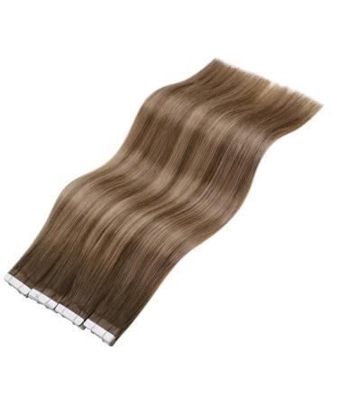 LAAVOO Tape-In Hair Extensions - Balayage Brown & Ombre Light Blonde - Real Hair 50cm #8/16/8 - 50pcs - Buy Online on SooperMarket.com