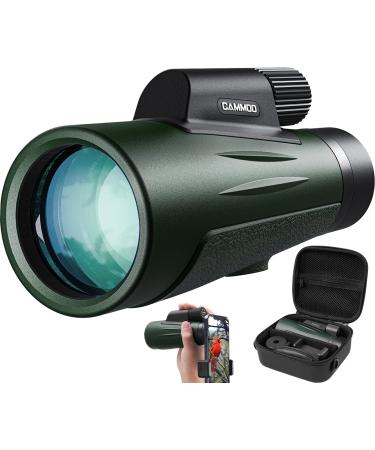 Monocular, CAMMOO 24mm Large Eyepiece, 1250 High Power Monocular Telescope for Bird, Wildlife, Stars Watching, Camping, SMC Clear Low Light Vision, IPX7 Waterproof Monocular with Smartphone Adapter Green