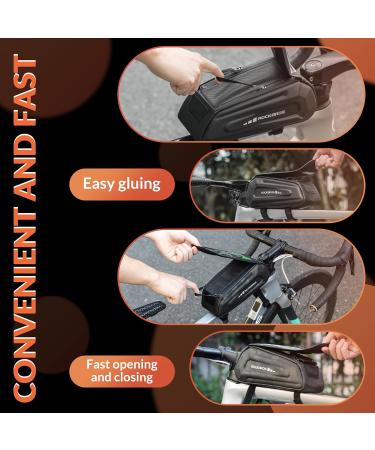 Rockbros Waterproof Bicycle Frame Bag for Smartphones Up to 6.8 | Touchscreen Steering Bag for Mountain Racing & E-Bikes - Black - Buy Online on SooperMarket.com