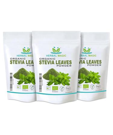 Herbal Magic's organic Stevia Leaf Powder Sweetener Natural Dried Powder for Super Smoothie Shake Juice Baking - Free From Fillers & preservatives - 100g (Pack of 3) 100 g (Pack of 3)