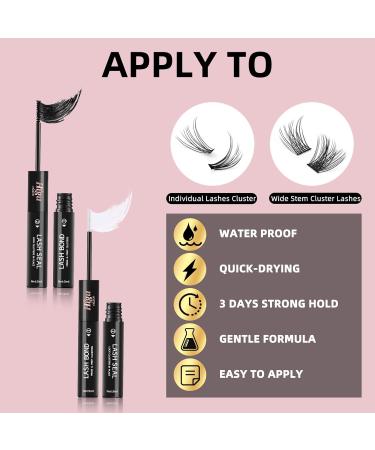 Lash Bond and Seal - All Day Wear Lash Glue + 240 PCS DIY 10D/20D Cluster Lashes - C Curl 8-16mm - Buy Online on SooperMarket.com