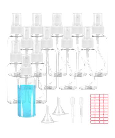 Airsmall 12Tlg * 60ml empty spray bottle atomizer spray bottle plastic pump bottle alcohol spray bottle with 2 funnel 2 measuring pipets 40 labels for beauty make -up outdoor travel sports