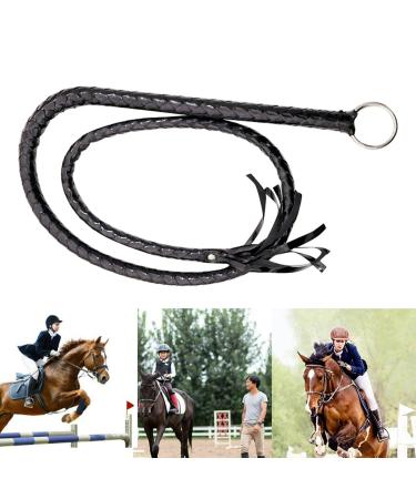 Riding Crop 55" for Horses, Faux Leather Black Whip Costume Whip Handmade Bullwhip, Horse Riding Crops Equestrianism Whips for Stage Performance Racing Cosplay Costume Accessories