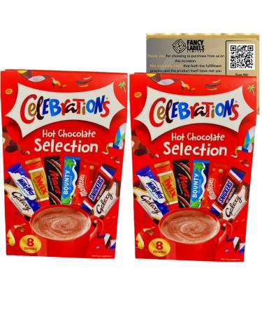 Hot Chocolate Hamper with Celebrations Hot Chocolate Selection 8x 25g Pack of 2 | Instant Hot Chocolate | Chocolate Gifts for Women and Kids