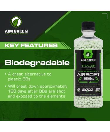 Green Tracer Biodegradable Airsoft BBS - 3000 Glow-in-The-Dark 0.2g BBs - Buy Online on SooperMarket.com