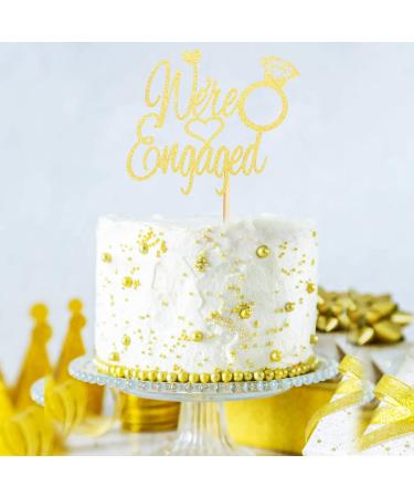 Arthsdite We're Engaged Cake Topper Bridal Shower Cake Pick Decorations for Wedding Engagement Theme Party Decorations Supply - Gold Glitter Gold We Are Engaged Cake Topper - Buy Online on SooperMarket.com