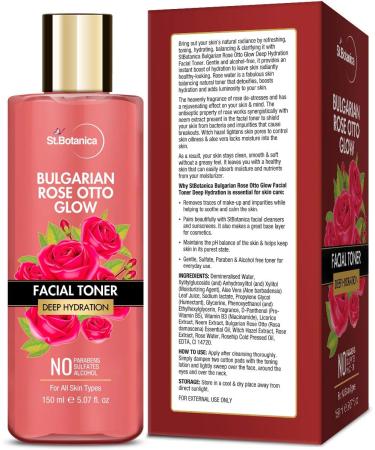 StBotanica Bulgarian Rose Otto Glow Toner | Deep Hydration | Paraben & SLS Free - 150ml - Buy Online on SooperMarket.com