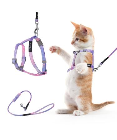 TIESOME Cat Harness and Leash Set Adjustable Gradient Kitten Harness Escape Proof Harness with Leash for Kitty Outdoor Walking (Gradient Purple)