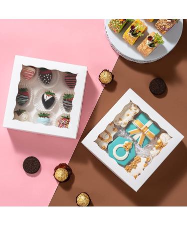 RomanticBaking 24 Pack Bakery Boxes (Set of 24) - White Chocolate Covered Strawberries & Cookies Boxes (7x7x2.5) - Buy Online on SooperMarket.com
