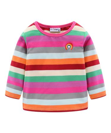 Mud Kingdom Little Boys T-Shirts Rainbow Stripe 5 Years Hot Pink Rainbow Long Sleeve