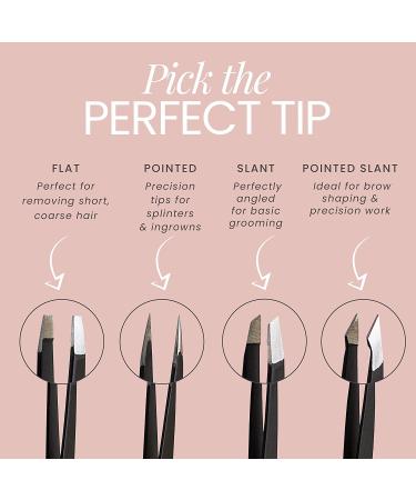 Tweezer Guru 4-Piece Eyebrow Tweezer Set for Men & Women - Professional Precision Tweezers Kit with Case for Facial Hair, Splinter, and Ingrown Hair Removal - Buy Online on SooperMarket.com