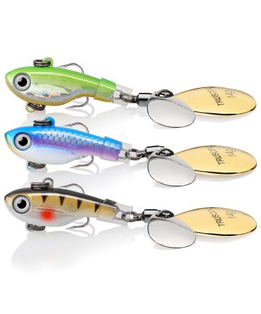TRUSCEND Fishing Spoon with Triple Strengthened Hook, Copper Blade,High Grade Biological Rooster Tail Fishing Spinners,Fishing Lures for Bass Trout Crappie,Minnow Fishing Jigs for Freshwater Saltwater A-2.6"-0.5oz