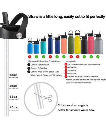 Mijafaron Straw Lid for Hydro Flask Wide Mouth 32oz 40oz - Black Flexible Handle Replacement Sports Cap Top with Straw - Buy Online on SooperMarket.com