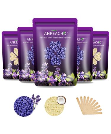 Wax Beads for Hair Removal, ANREACHO 17.5oz Waxing Beads for Brazilian Wax, Hard Wax Beans for Brazilian Bikini Face Eyebrow Back Chest Legs waxing, At Home Hard Wax Beads refill for hair removal Kit with 10pcs Wax Waxing …